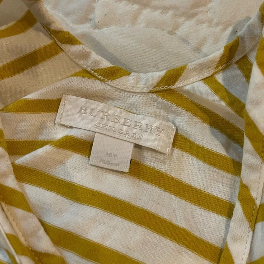 Girls Burberry Yellow and White Striped Kids Tank Top